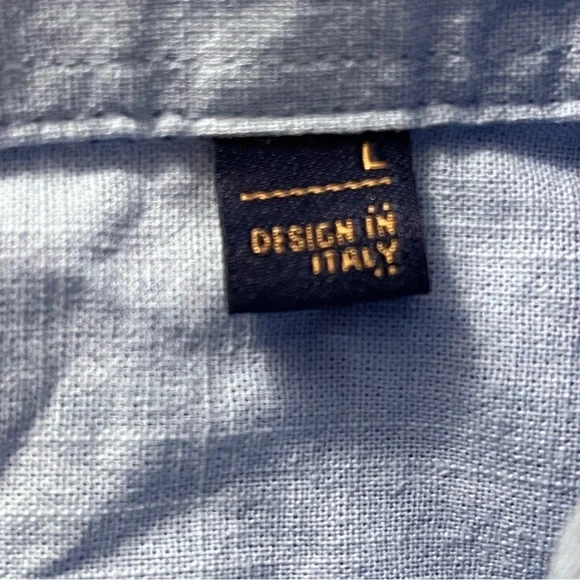 Men's Linen Look Casual Shirt Italian Design Blue Large - Picture 5 of 9